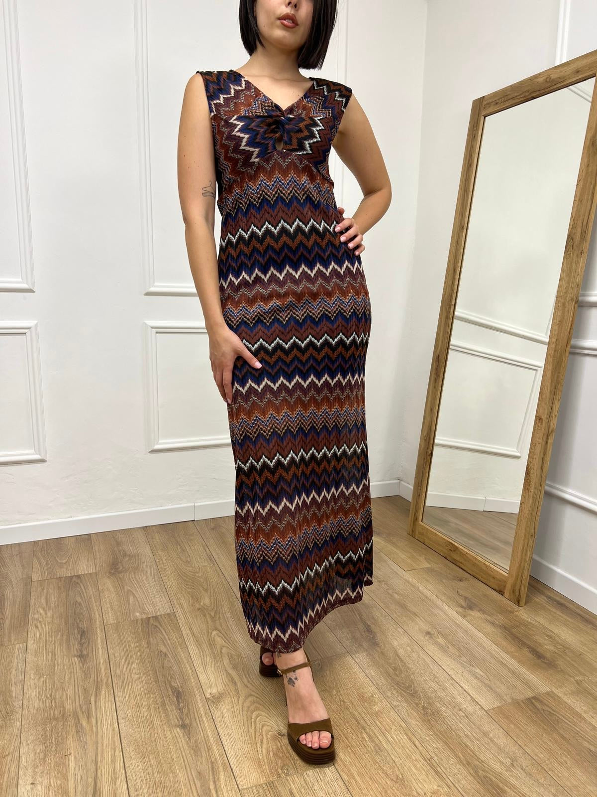 ABITO SCOLLO V NODO CROCHET SANNIE BLU