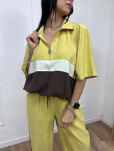 BLUSA M/C CERNIERA BICOLORE IRINA GIALLO MOTEL