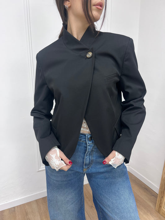 SUSY MIX GIACCA CORTA BOTTONE ASIMMETRICO NALA NERO