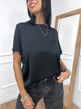 T-SHIRT GIRO M/C SATIN MONICA NERO