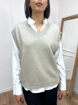 GILET IN MAGLIA SCOLLO V CACHA SUSY MIX