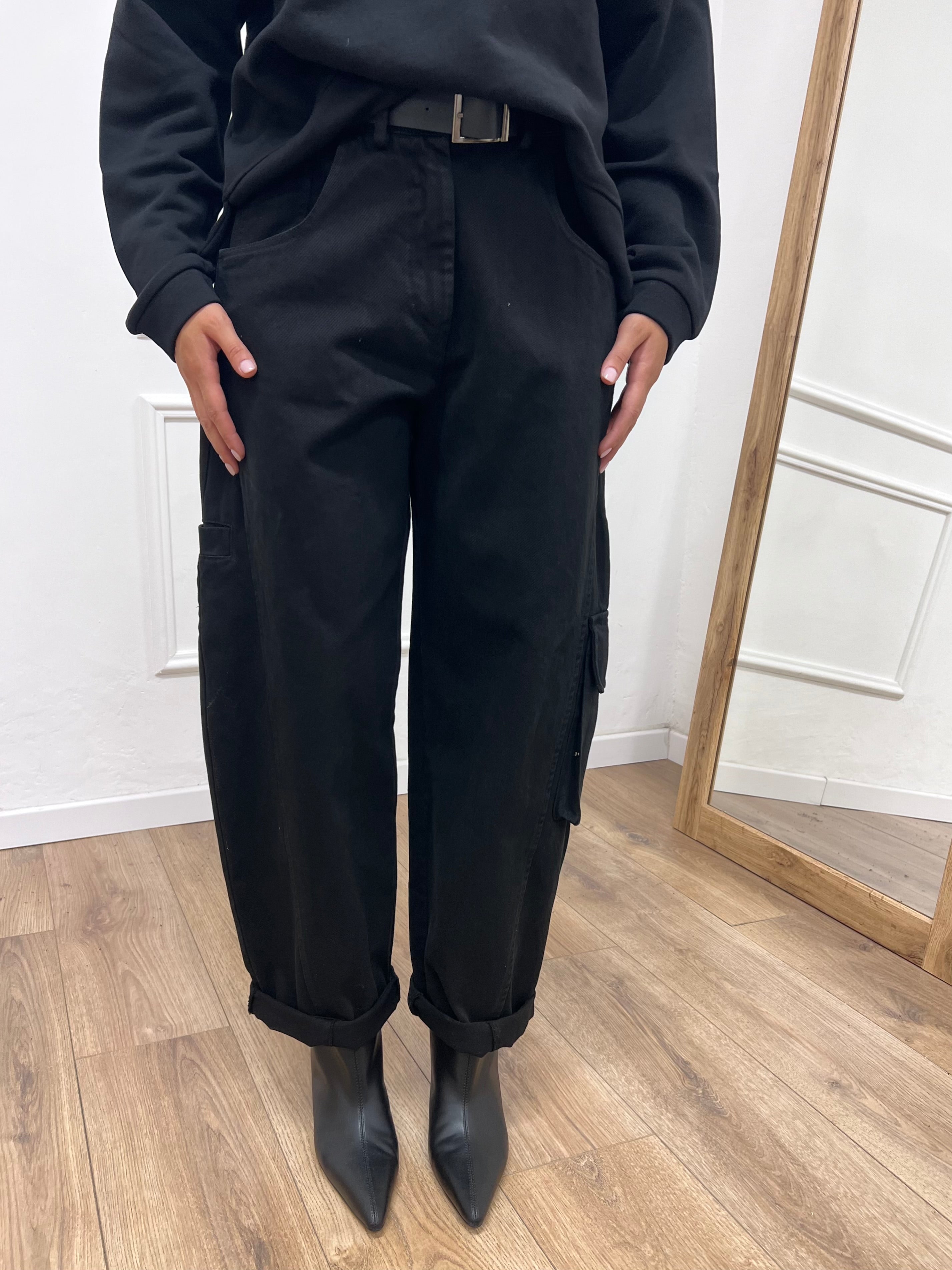PANTALONE CARGO VITA ALTA MELISSA NERO SUSY MIX