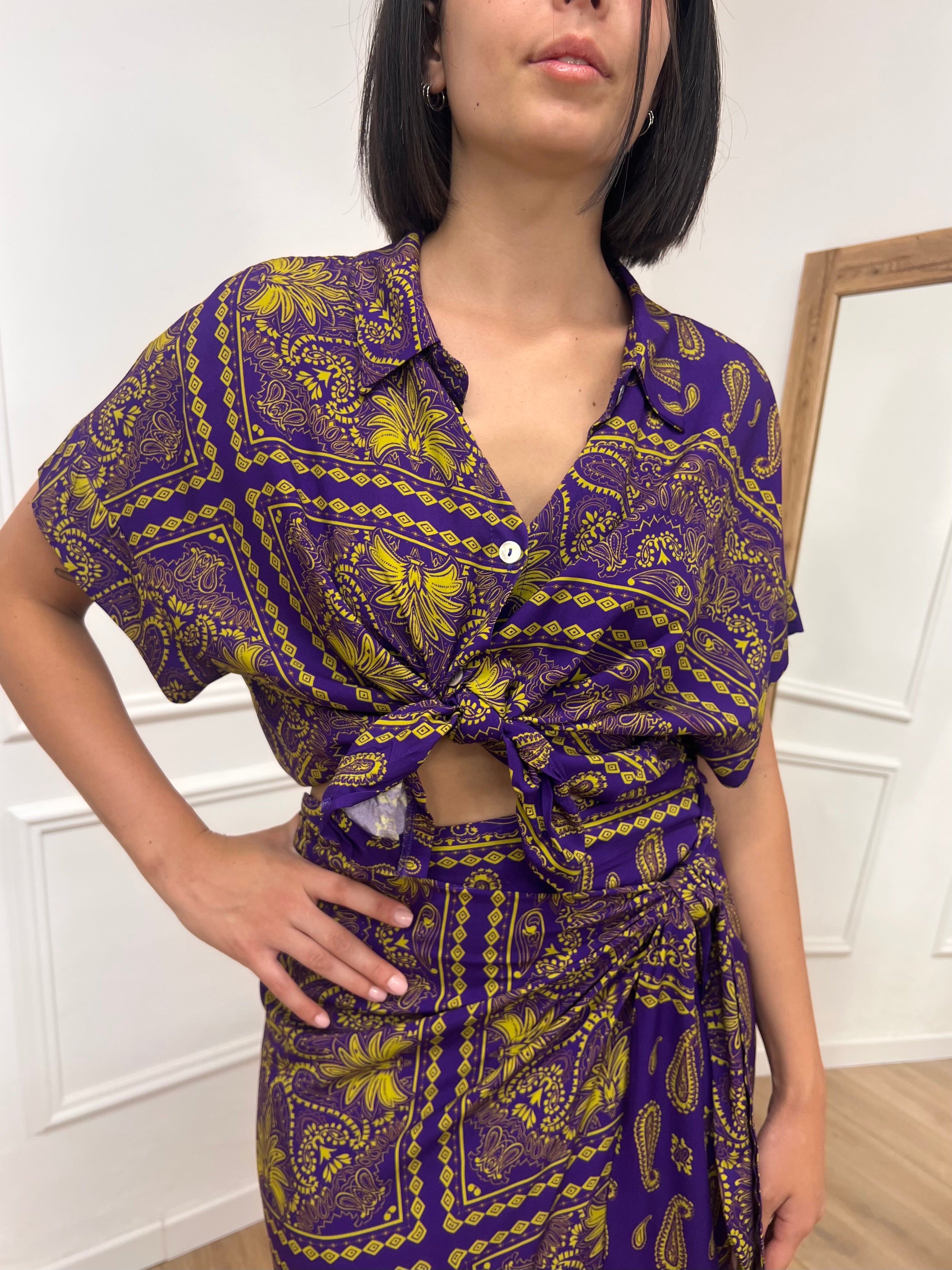 BLUSA BOTTONCINI FANTASIA BANDANA VIOLA SUSY MIX