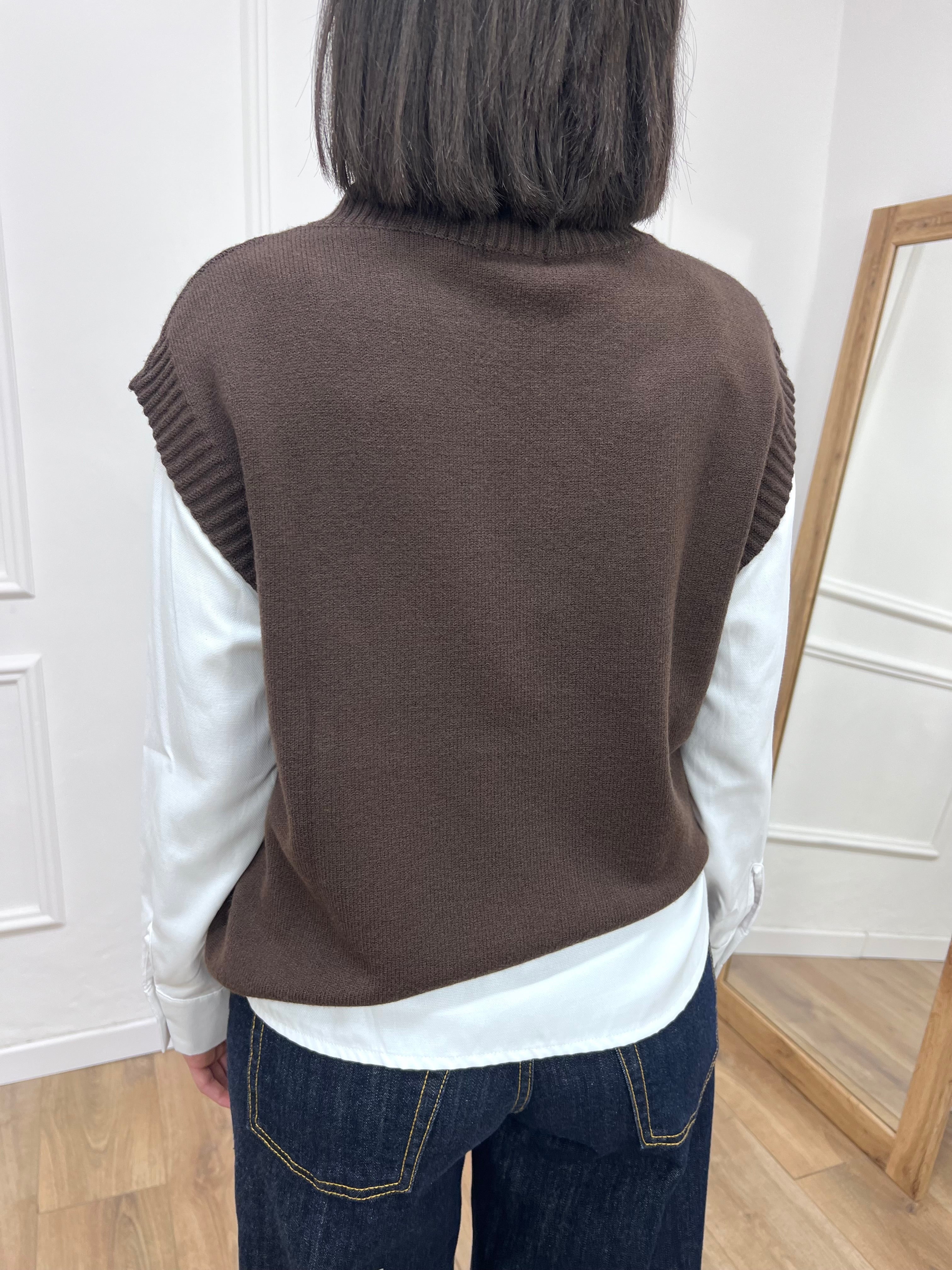 GILET IN MAGLIA SCOLLO V MORO SUSY MIX