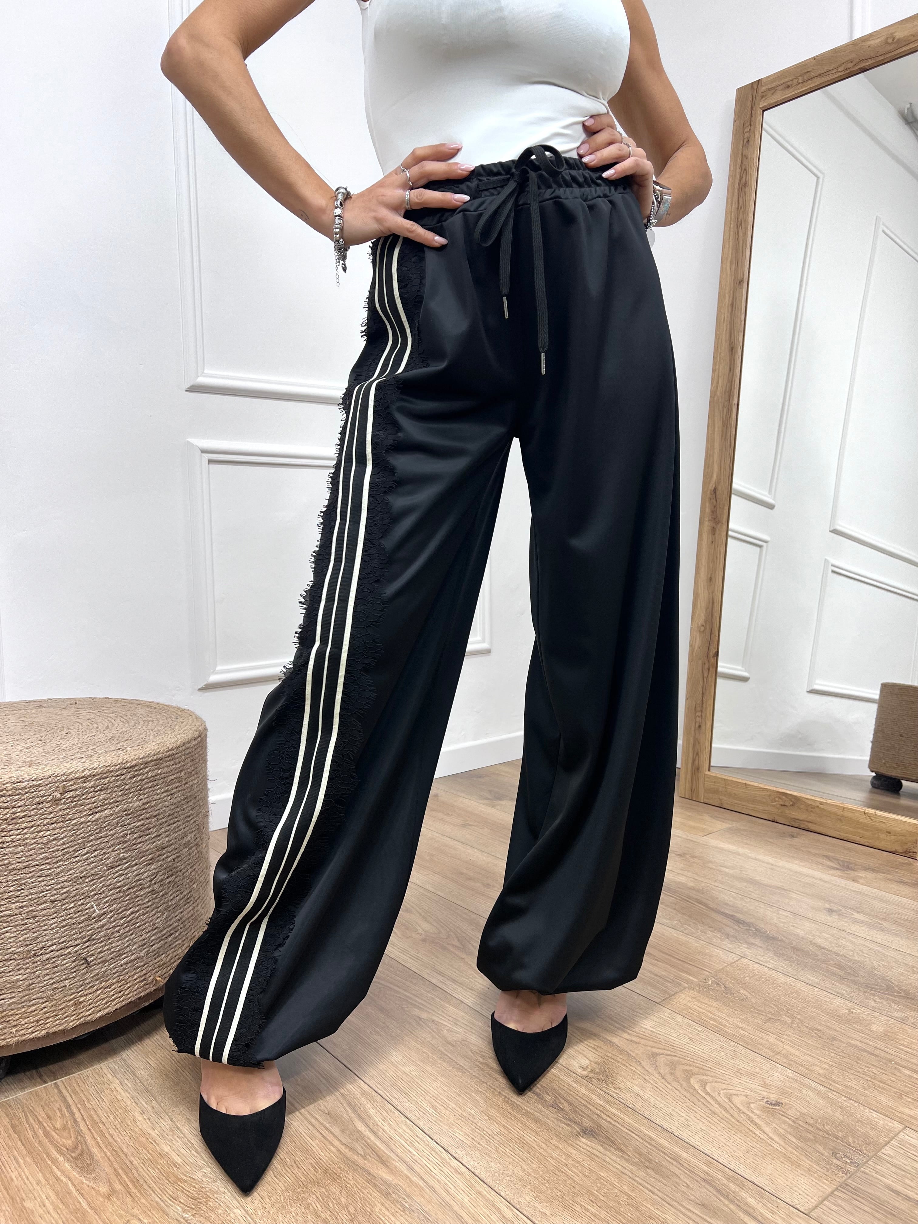 PANTALONE BALLON BANDA & PIZZO DAIANA NERO SUSY MIX