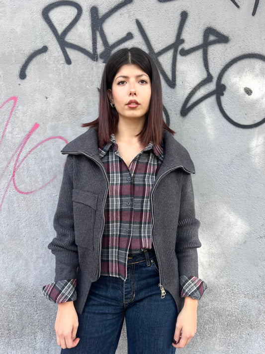 SUSY MIX CARDIGAN CERNIERA COLLO CRATERE IVANA ANTRACITE