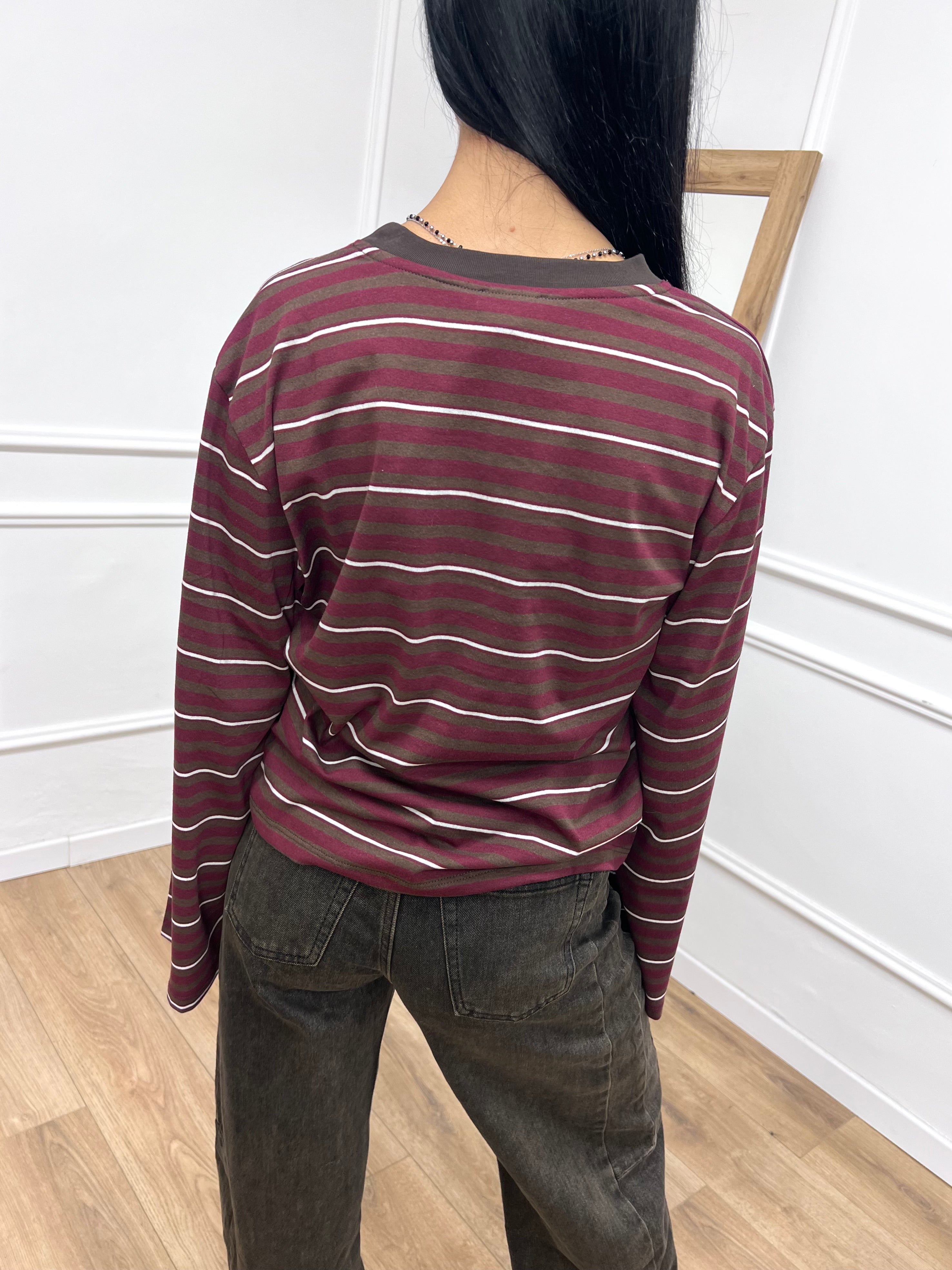 T-SHIRT GIROCOLLO RIGATA MANICA CAMPANA BAROLO SUSY MIX