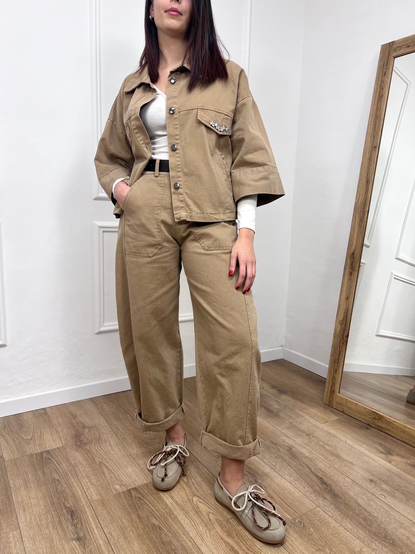 SUSY MIX CAMICIA M/MANICA APP GIOIELLO CAMEL