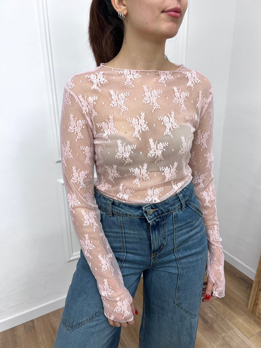 SUSY MIX MAGLIA PIZZO MANICOTTI ROBERTA ROSA