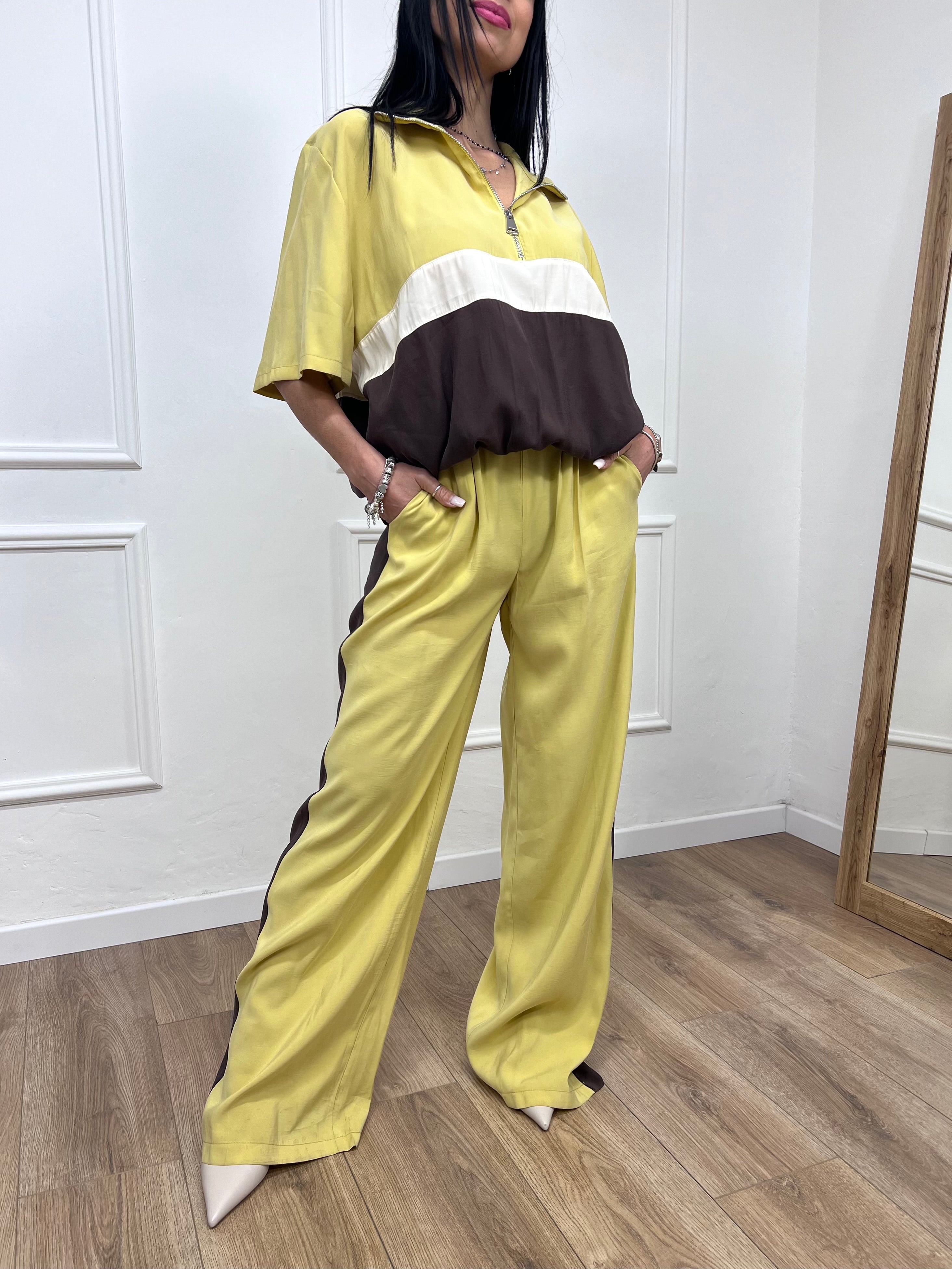 BLUSA M/C CERNIERA BICOLORE IRINA GIALLO MOTEL