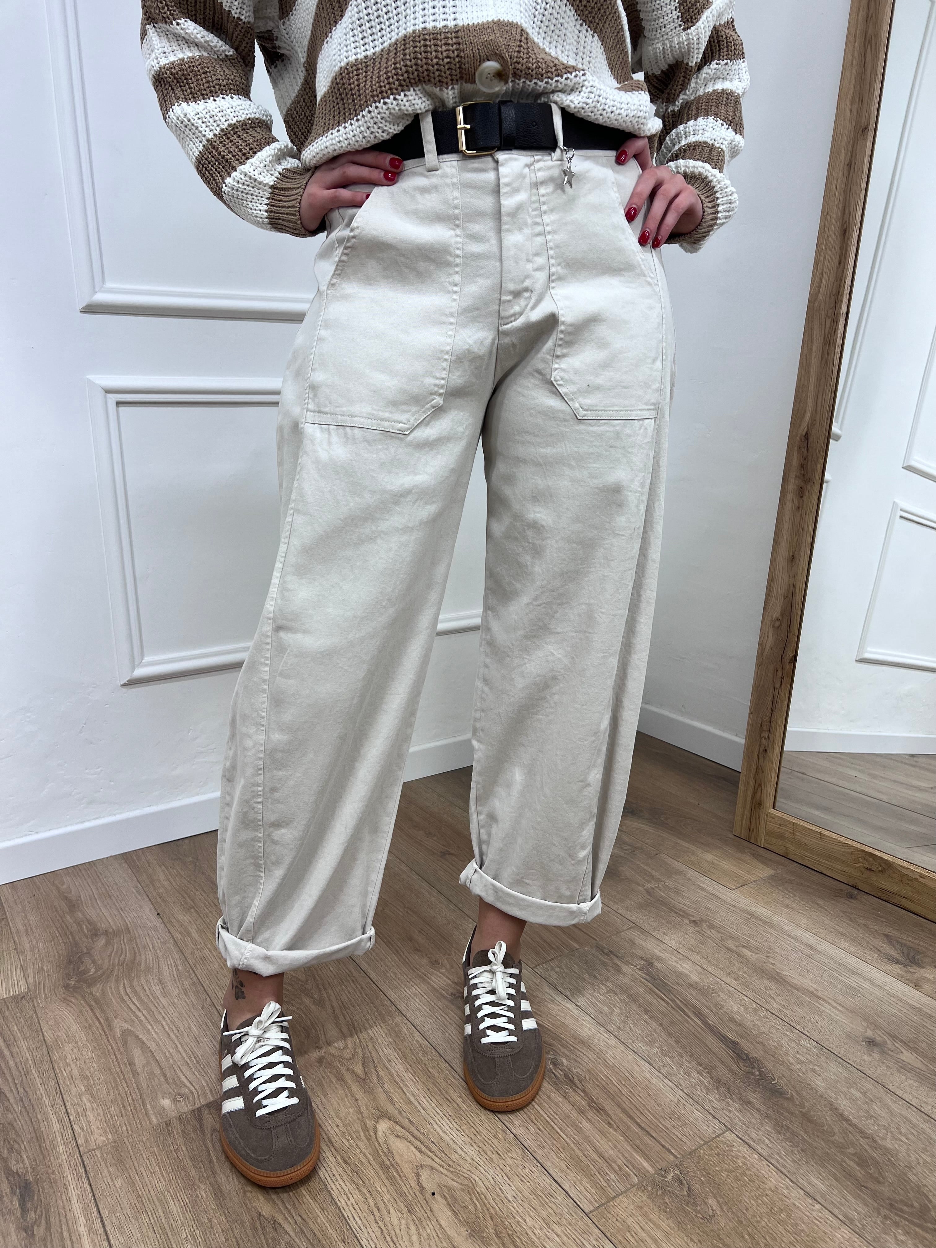 PANTALONE COTONE BALLON  STELLINA BURRO SUSY MIX