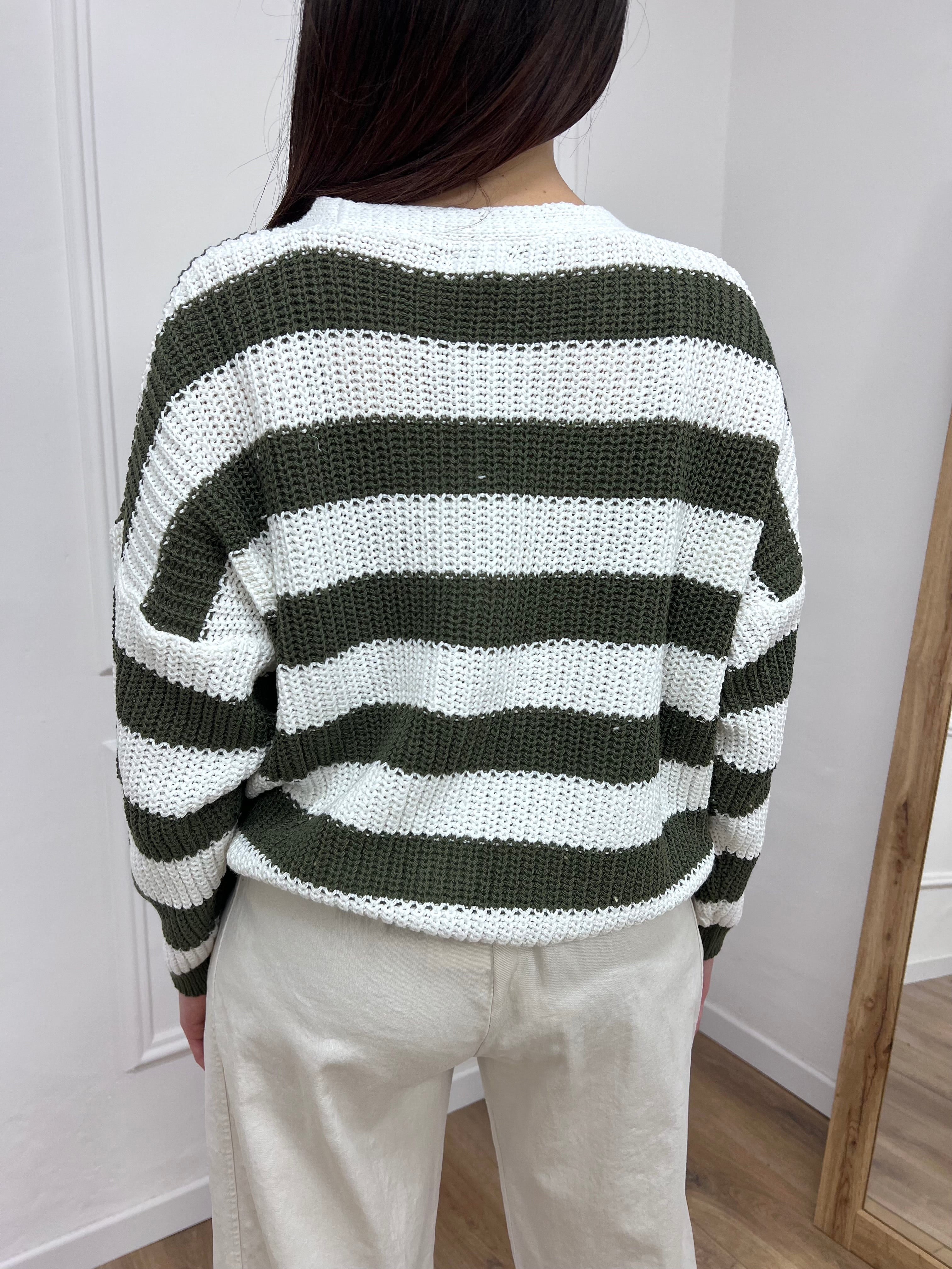 CARDIGAN FILO RIGATO BOTTONI CHIARA MILIRARE SUSY MIX