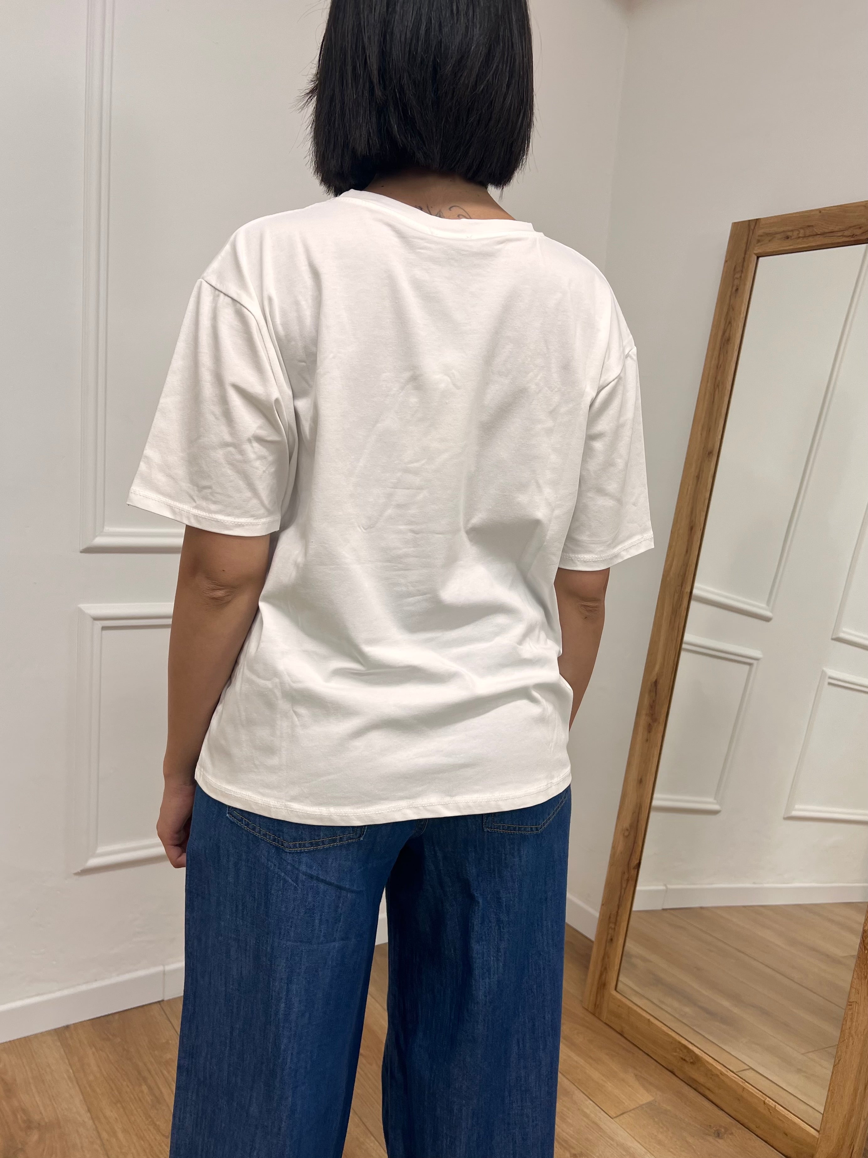 T-SHIRT GIRO M/C STAMPA CILIEGIE LATTE SUSY MIX