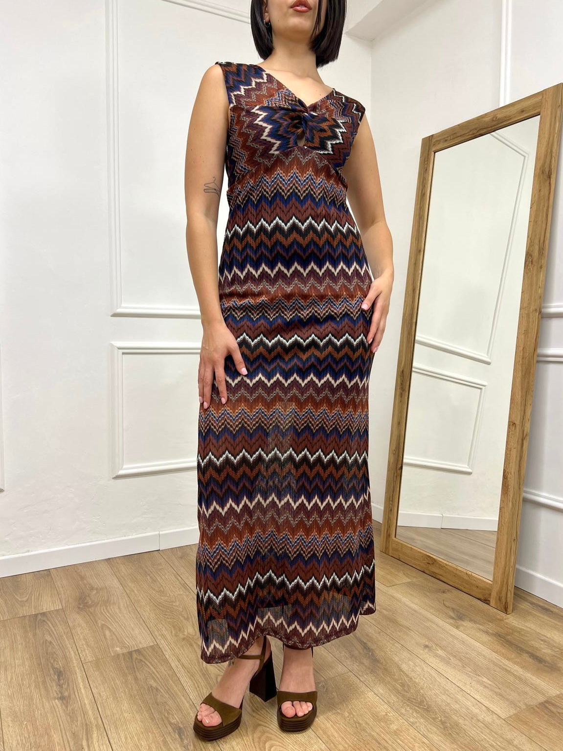 ABITO SCOLLO V NODO CROCHET SANNIE BLU
