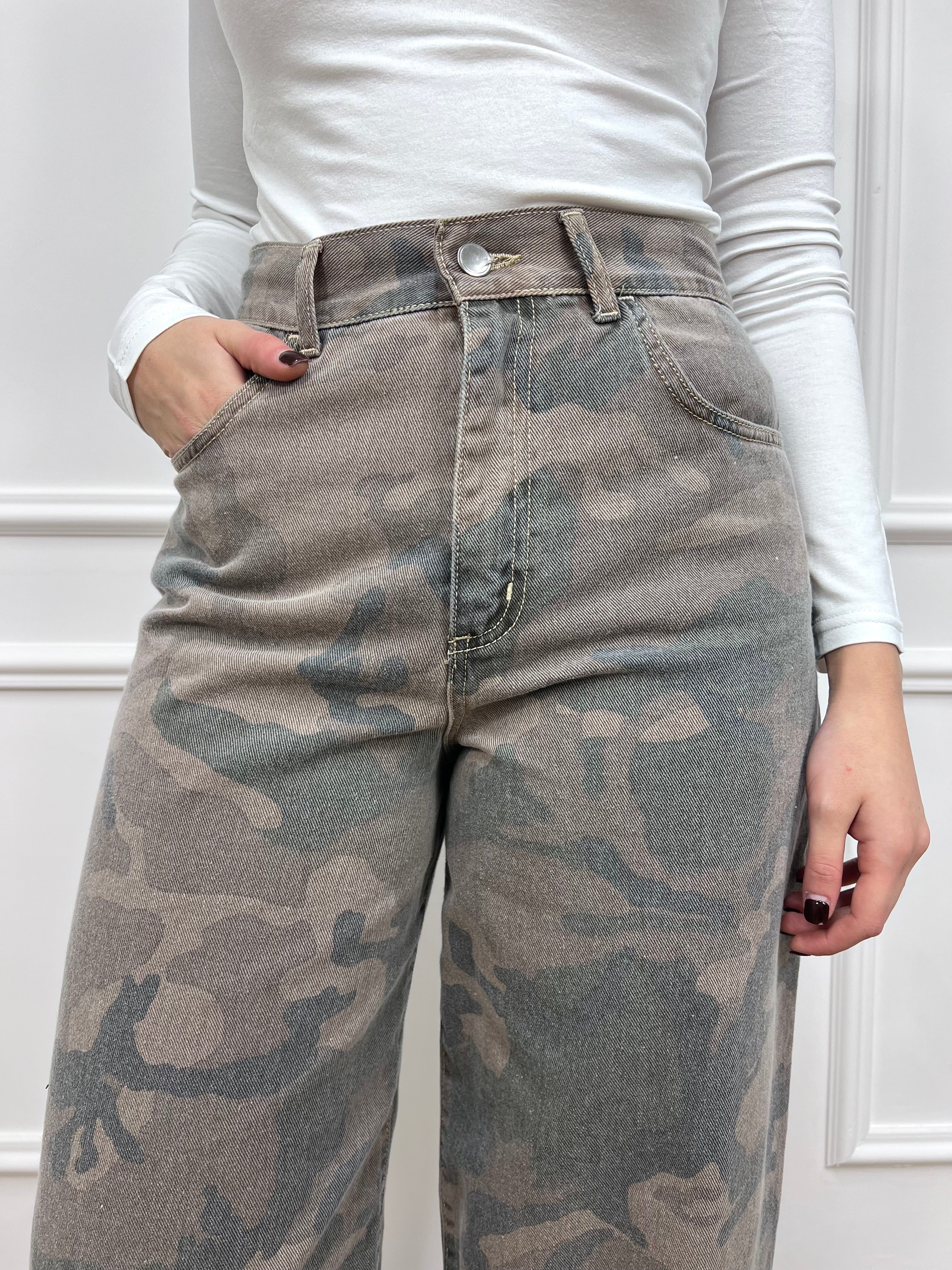 SUSY MIX PANTALONE OVETTO CAMOUFLAGE MILITARE