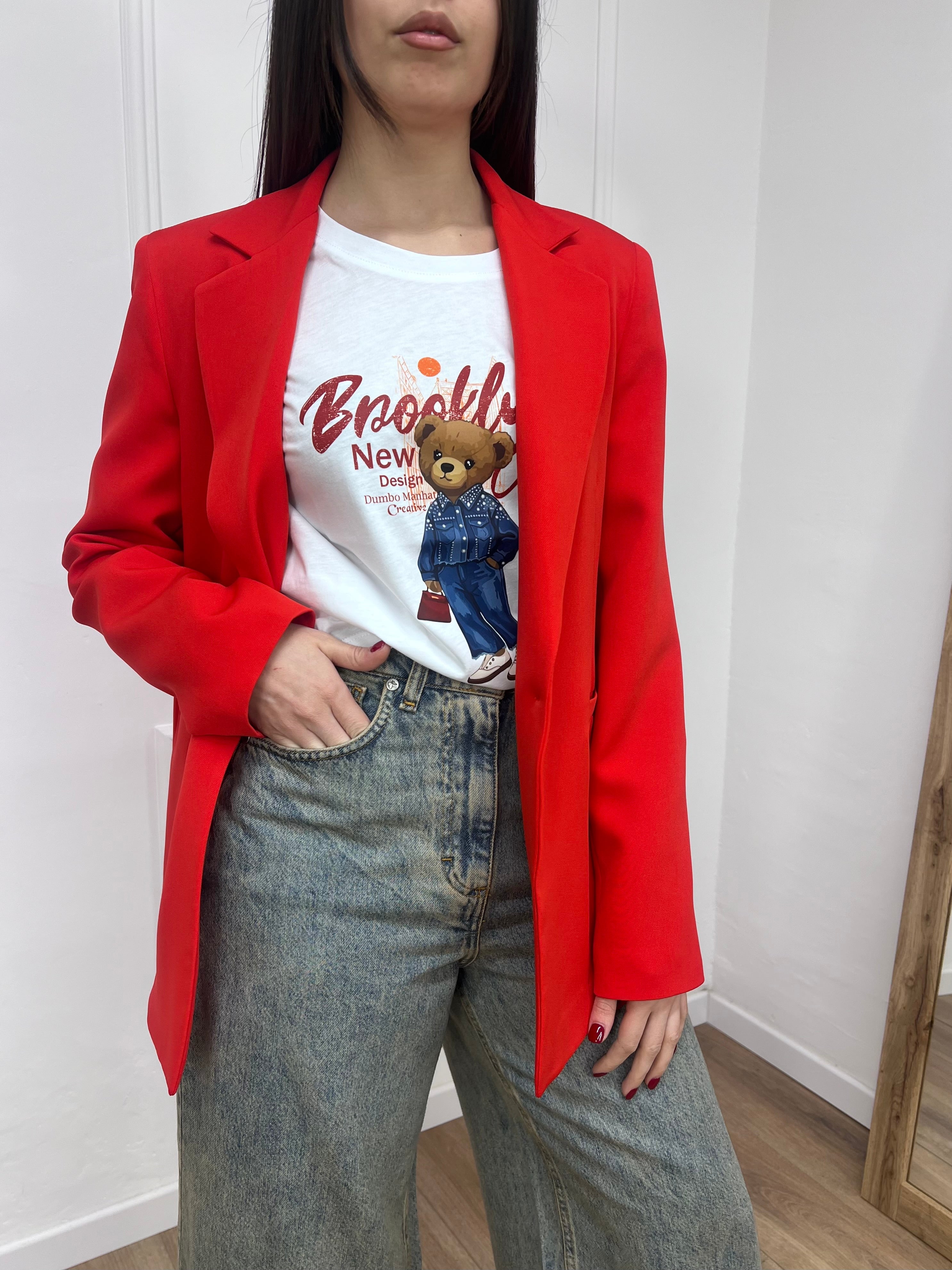 GIACCA MONOPETTO BASIC UN BOTTONE ARIA ROSSO SUSY MIX