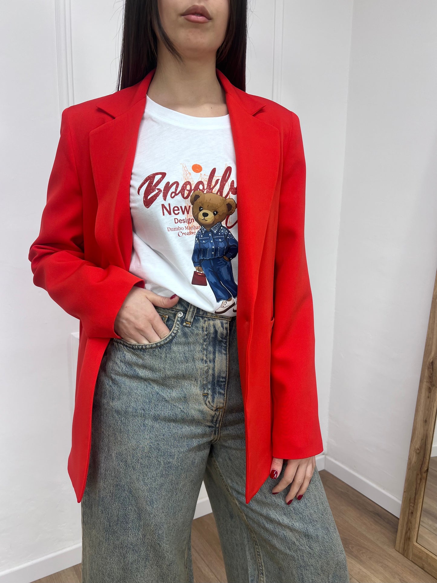 SUSY MIX GIACCA MONOPETTO BASIC UN BOTTONE ARIA ROSSO