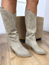 N.6 TEXANO CAMOSCIO CON RICAMO LASERATO TAUPE