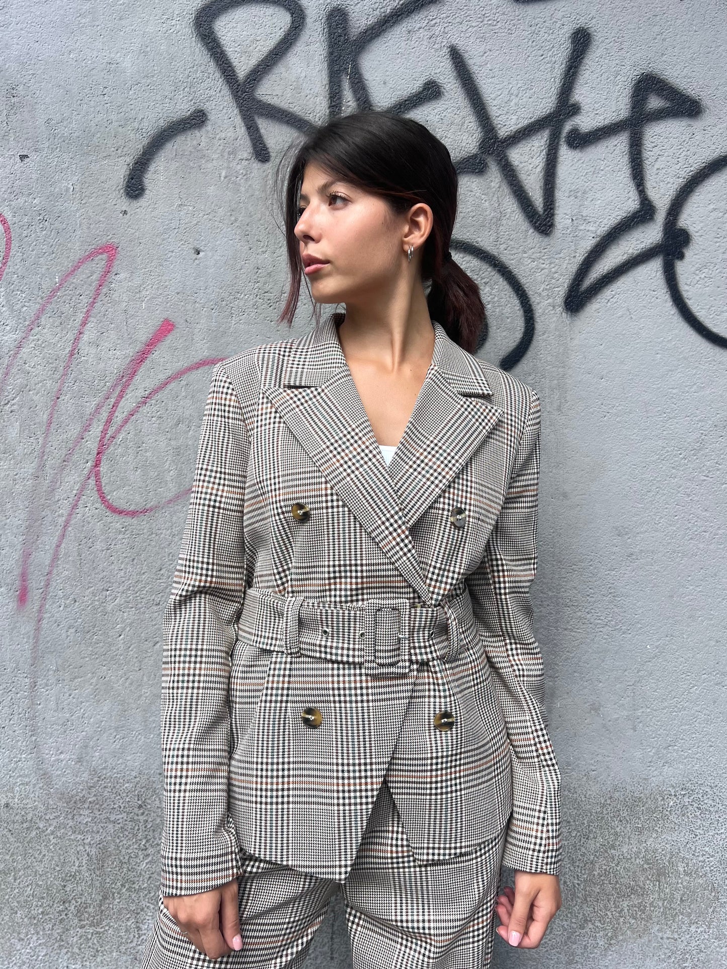 SUSY MIX GIACCA FIT CON CINTURA VITA GALLES IRINA MORO