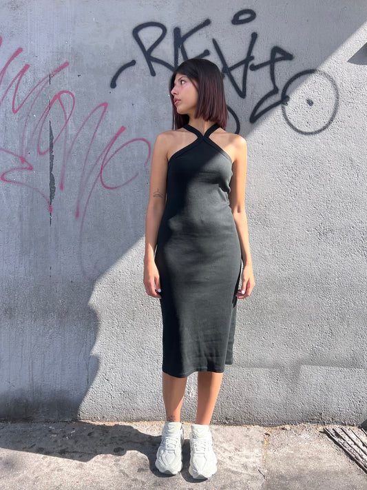 SUSY MIX ABITO MIDI COSTINE SCOLLO INCROCIO MUSA NERO