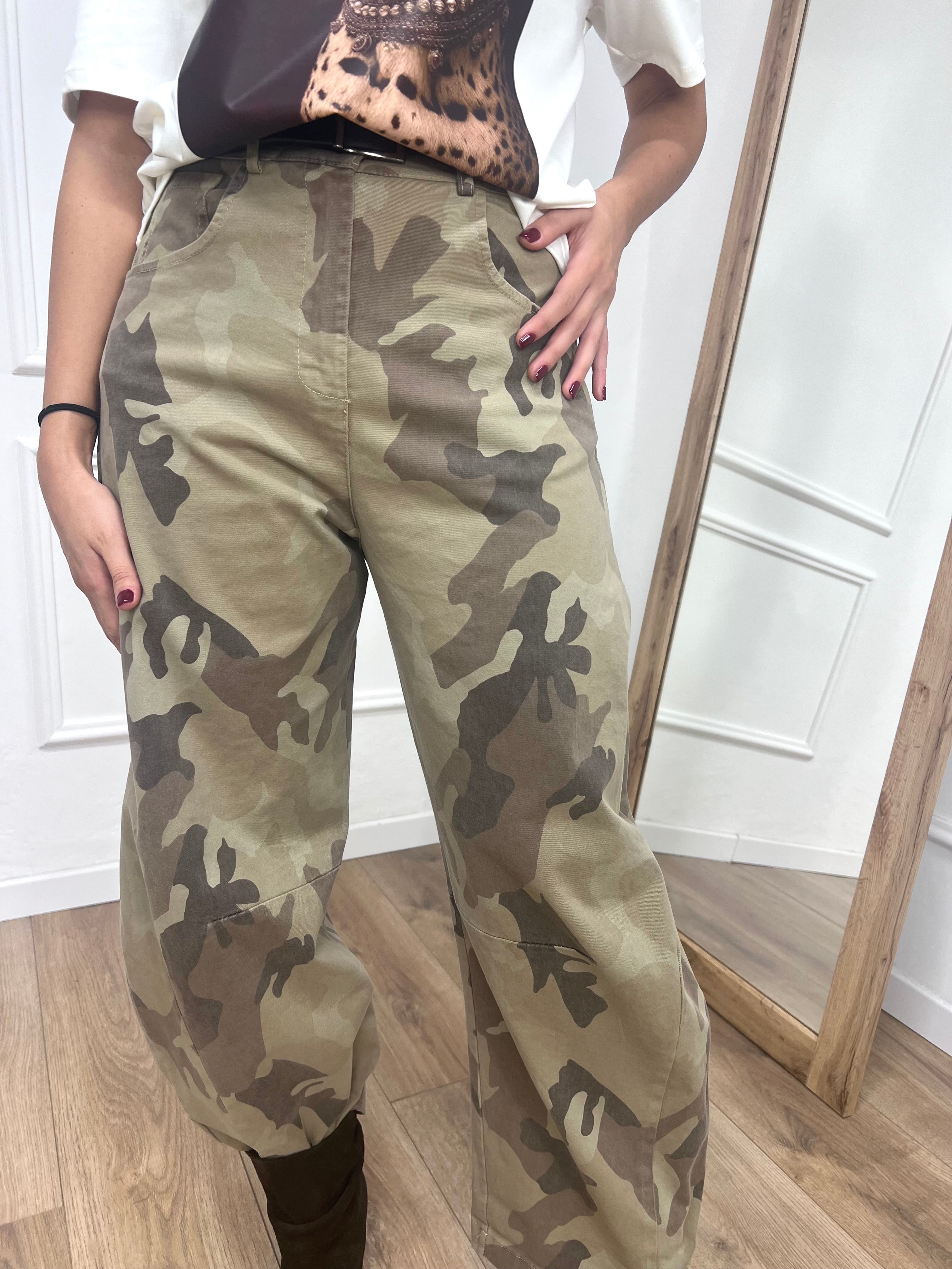 PANTALONE OVETTO CAMOUFLAGE VERDE SUSY MIX