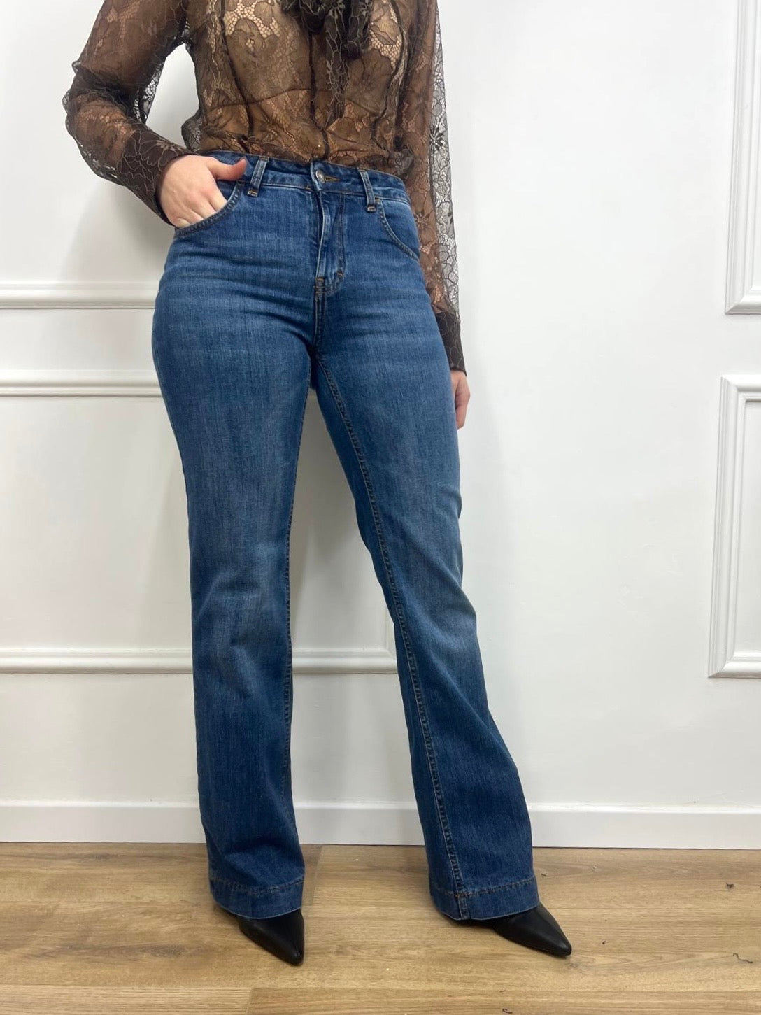 DENIM VITA REGOLARE MODELLO FLARE FLAMINIA BLU SUSY MIX