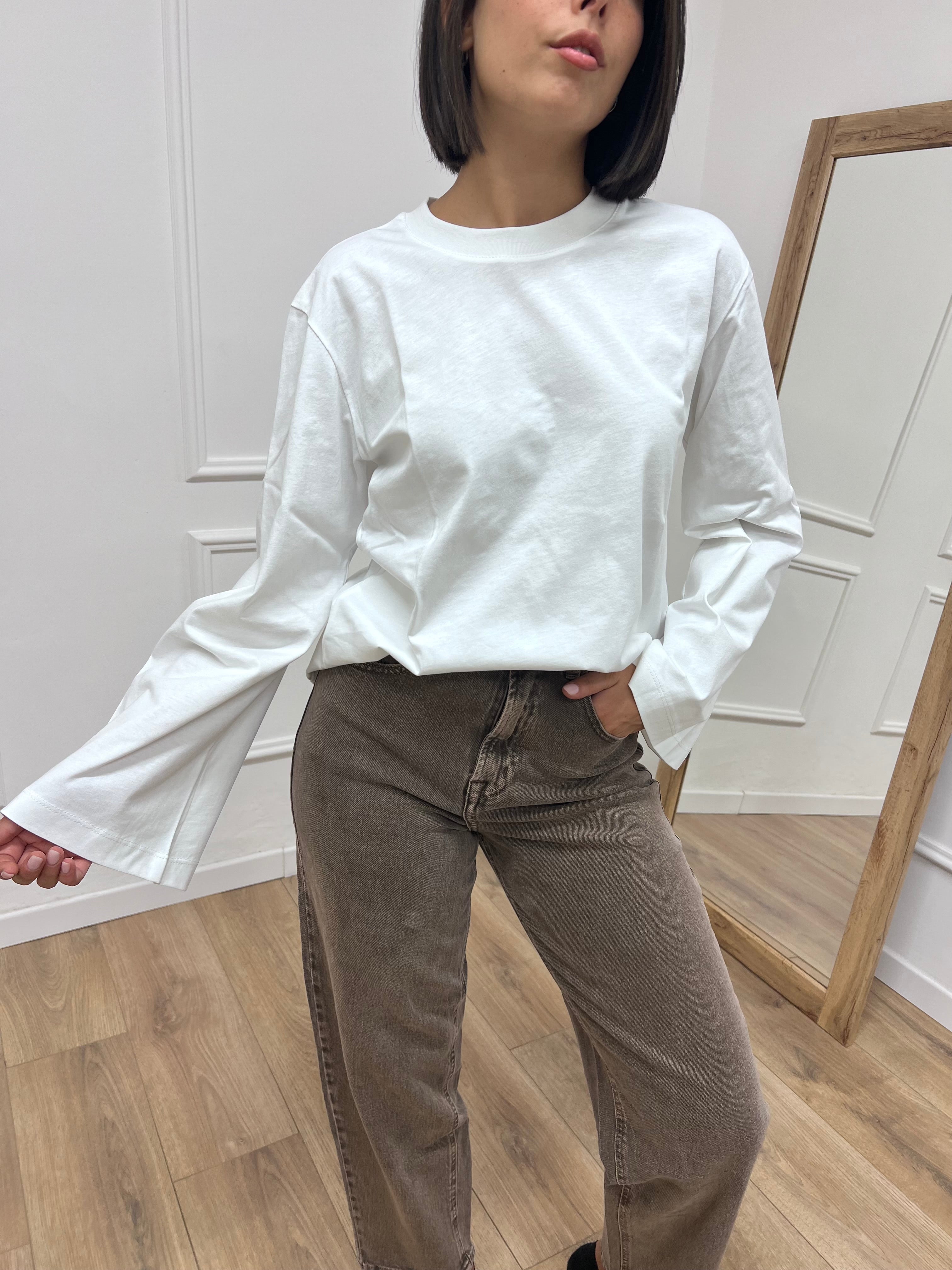 T-SHIRT GIROCOLLO MANICA CAMPANA LATTE SUSY MIX