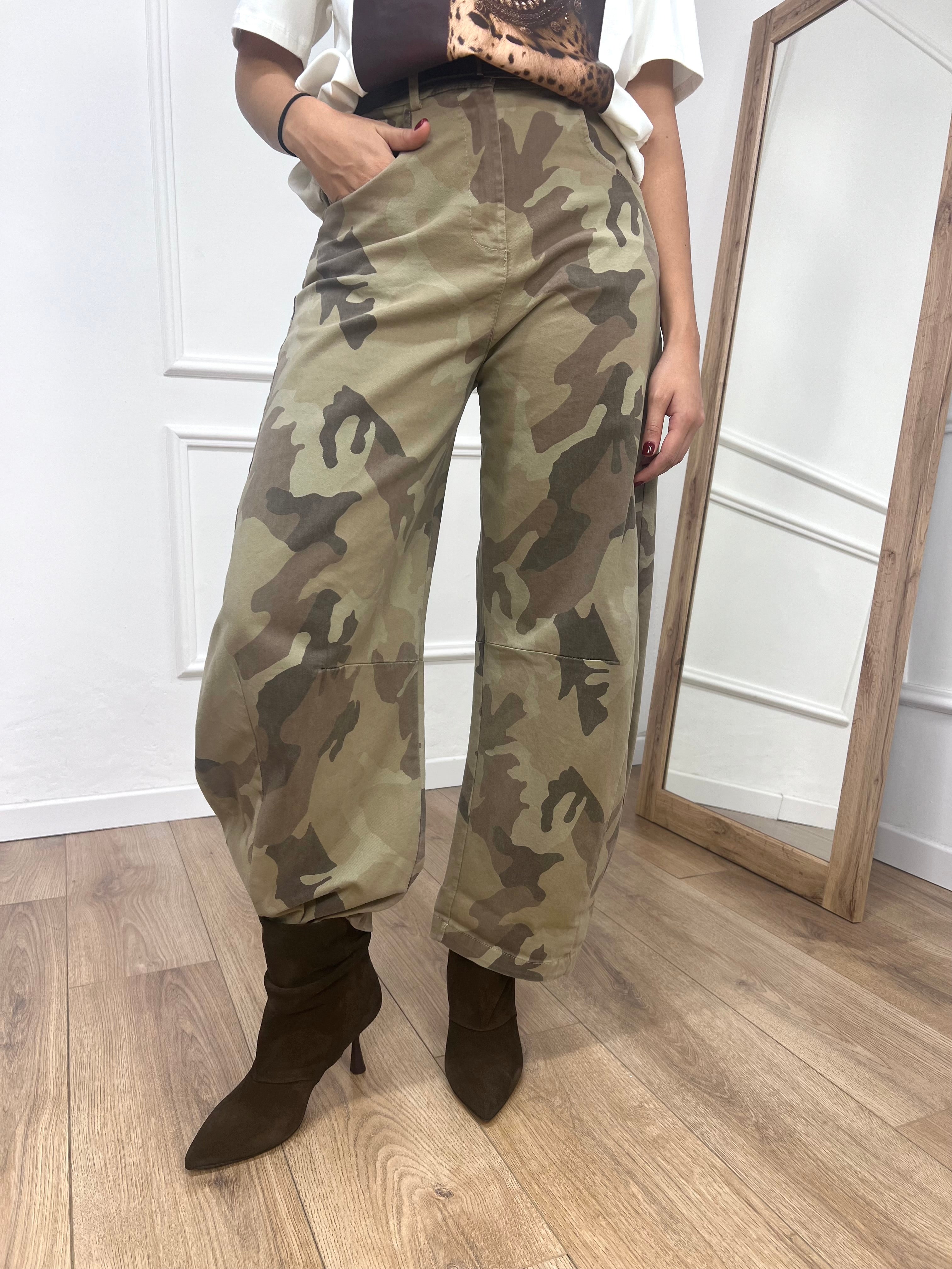 PANTALONE OVETTO CAMOUFLAGE VERDE SUSY MIX