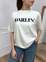 T-SHIRT M/C GIROCOLLO “DARLING” LATTE SUSY MIX