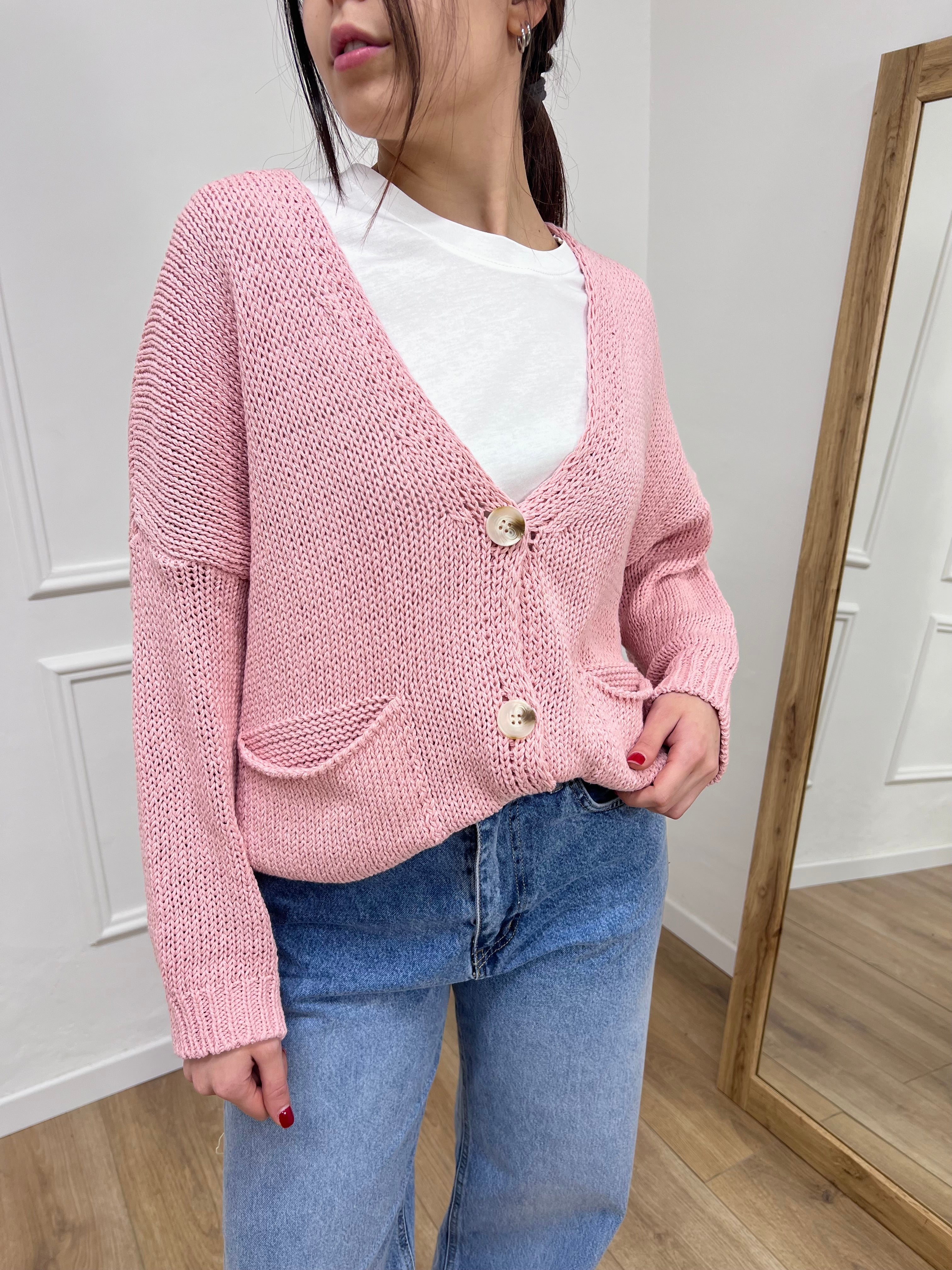 CARDIGAN FILO OVER TASCHE BENEDETTA ROSA SUSY MIX