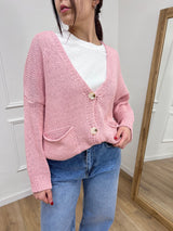 CARDIGAN FILO OVER TASCHE BENEDETTA ROSA SUSY MIX