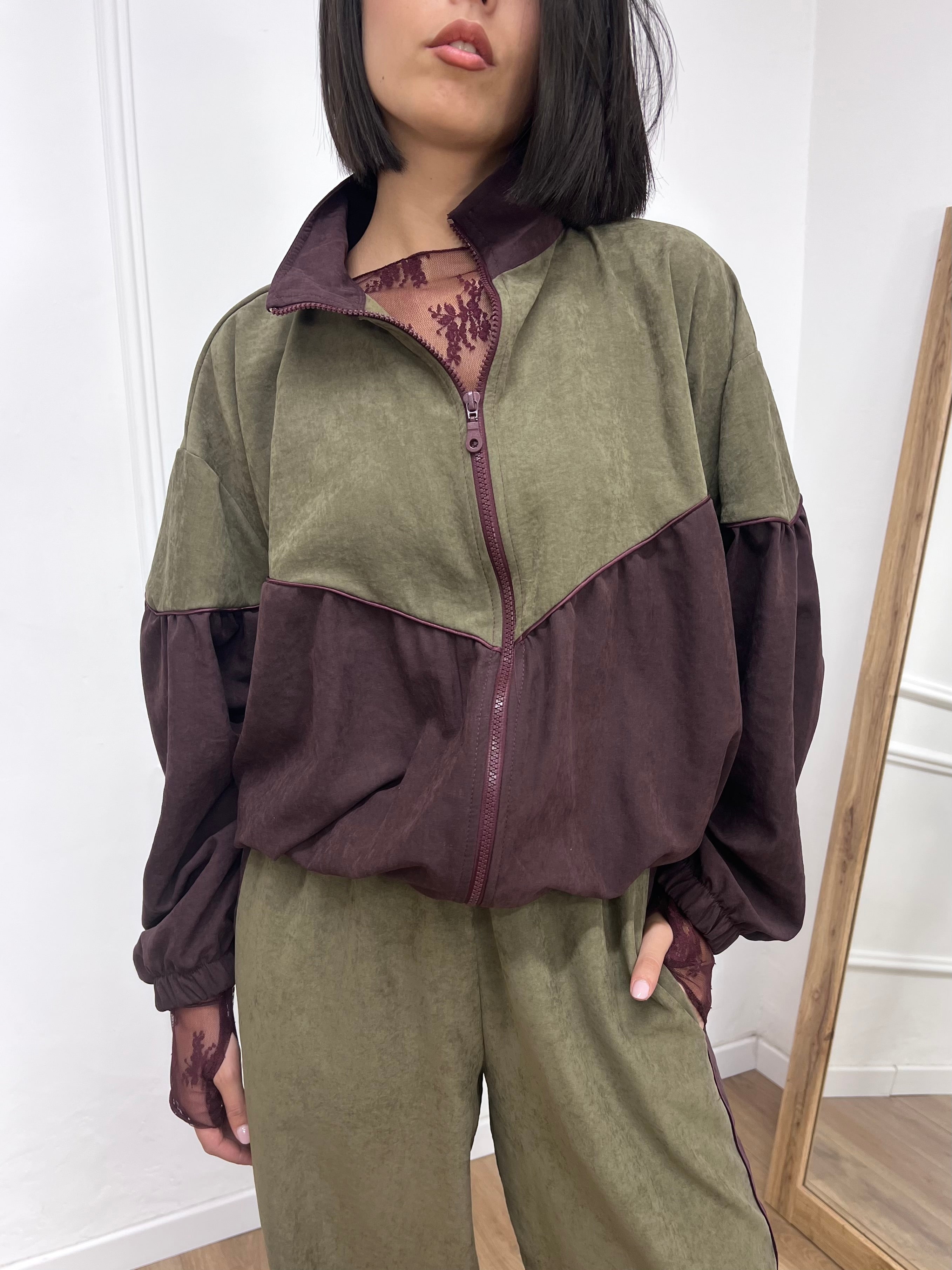 BOMBER JOGGER BICOLORE ELENA VERDE SUSY MIX
