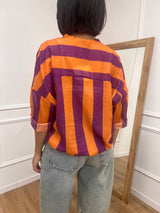CAMICIA MUSSOLA COREANA RIGHE ARANCIO/FICO