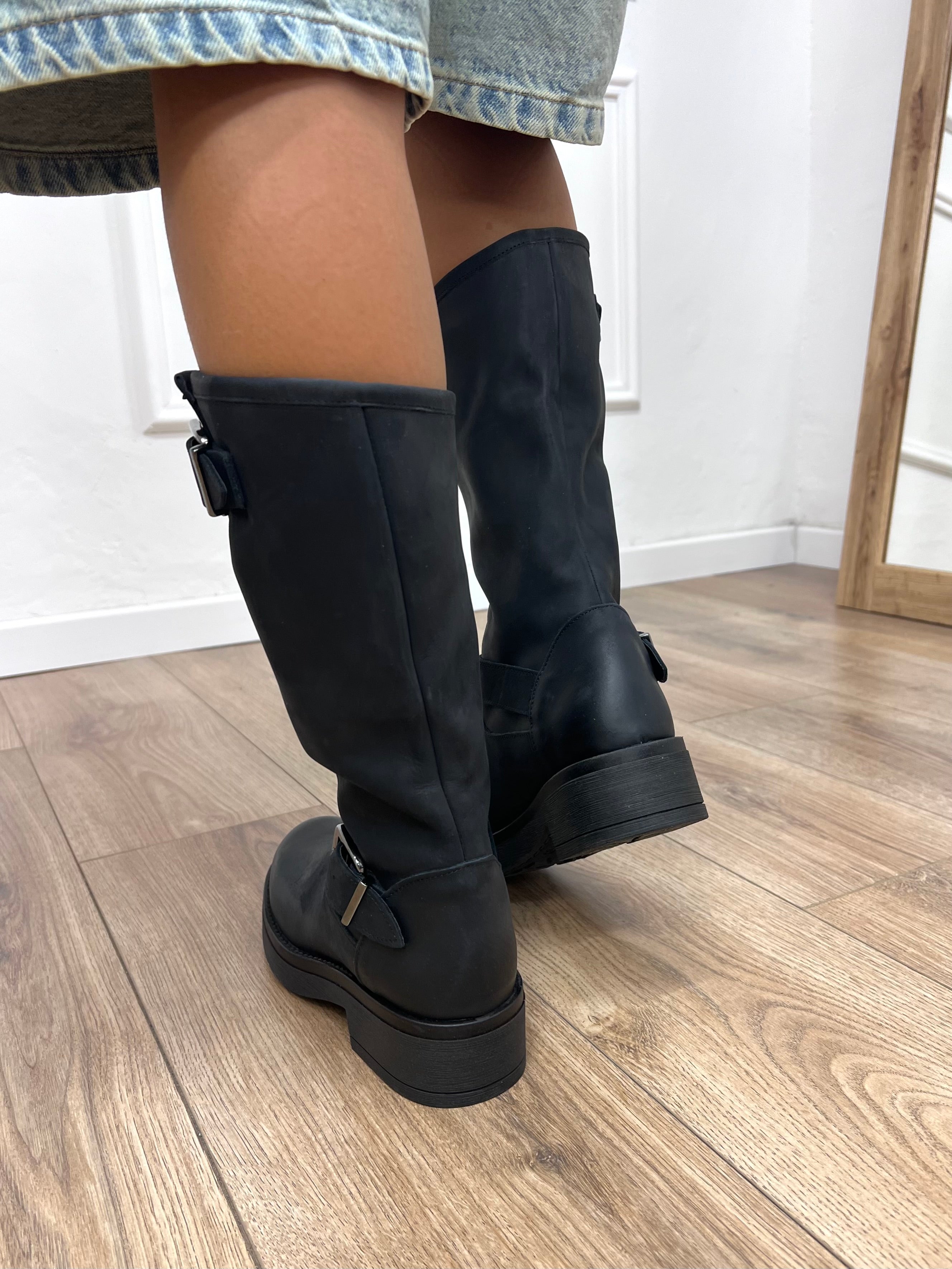 STIVALE BIKER PELLE SULLIVAN NERO N.6