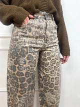 PANTALONE OVETTO ANIMAL FLOWER BEIGE SUSY MIX