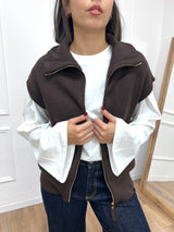 GILET IN MAGLIA A COSTE CON CERNIERA MORO SUSY MIX