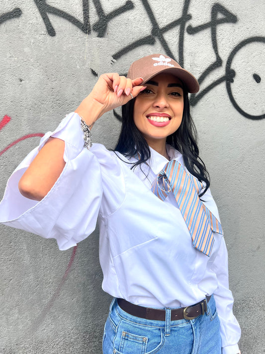 CAMICIA MANICA APERTA CON CRAVATTA LIVIA BIANCO