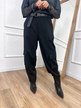 PANTALONE OVETTO CARGO NERO SUSY