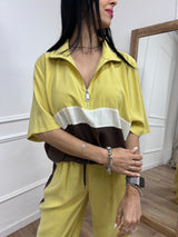 BLUSA M/C CERNIERA BICOLORE IRINA GIALLO MOTEL