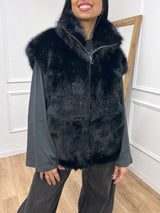 GILET ECOFUR CON CERNIERA NERO GLAMOROUS