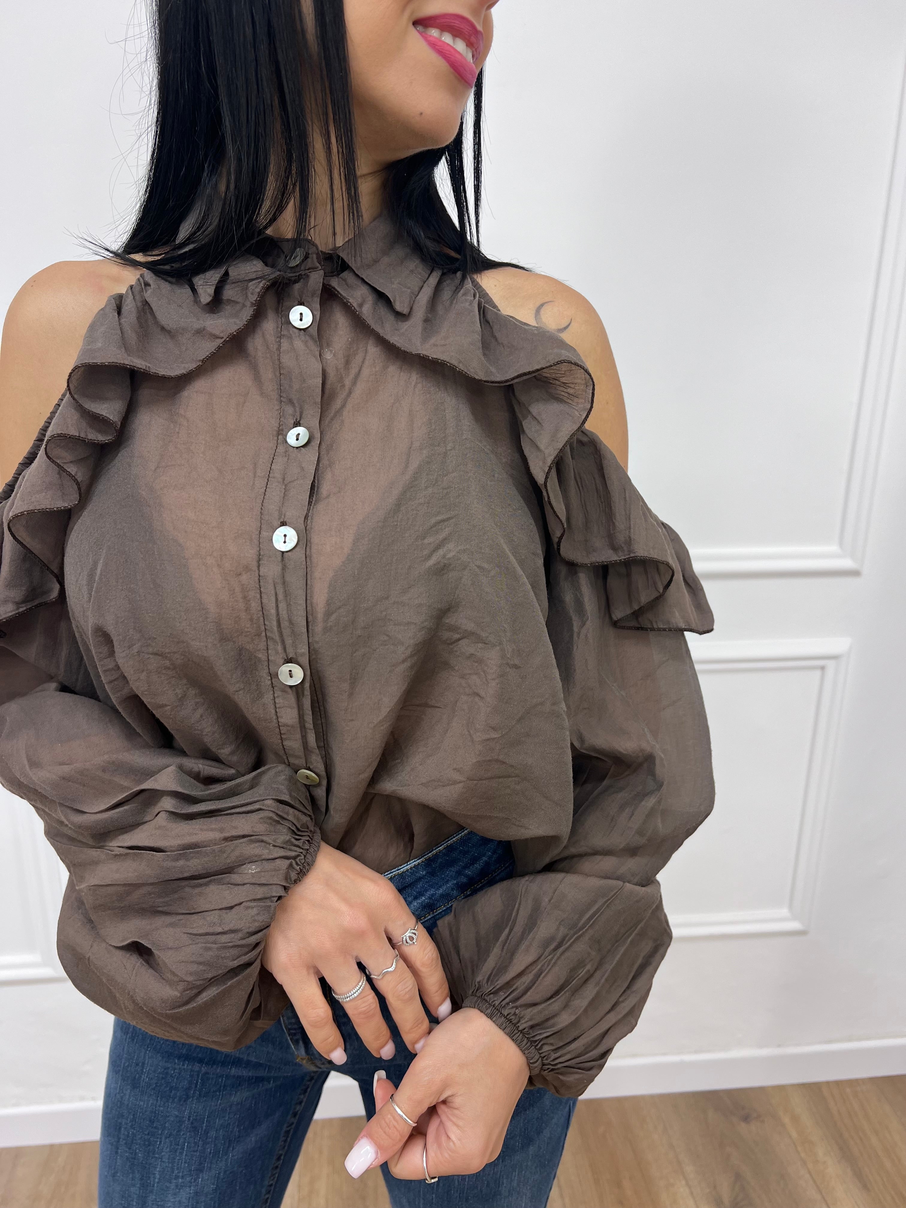 BLUSA CUT OUT ROUCHES ALENA NUTELLA SUSY MIX