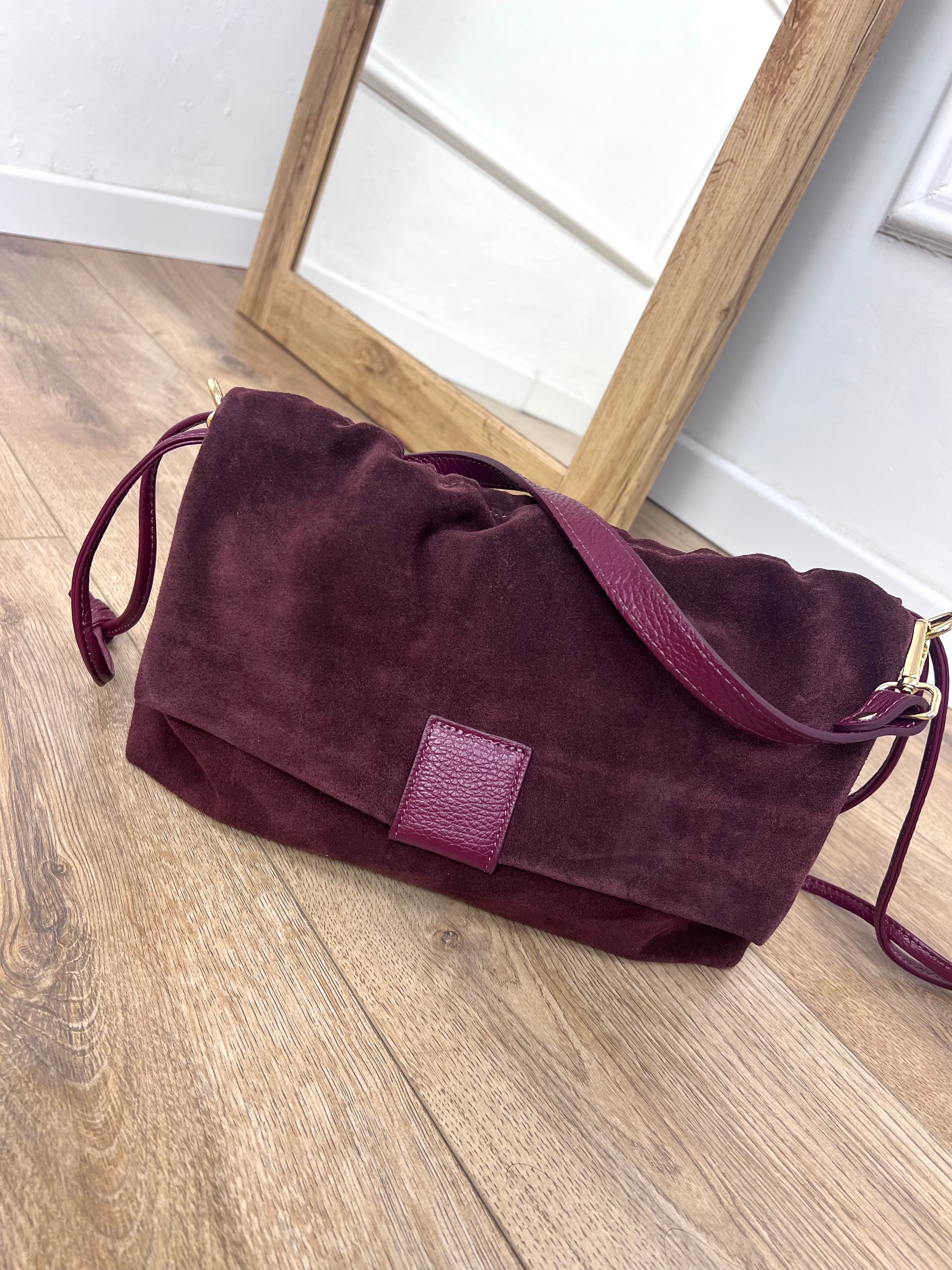 BORSA POUCH ARRICCIATA CAMOSCIO BROOKLYN BAROLO