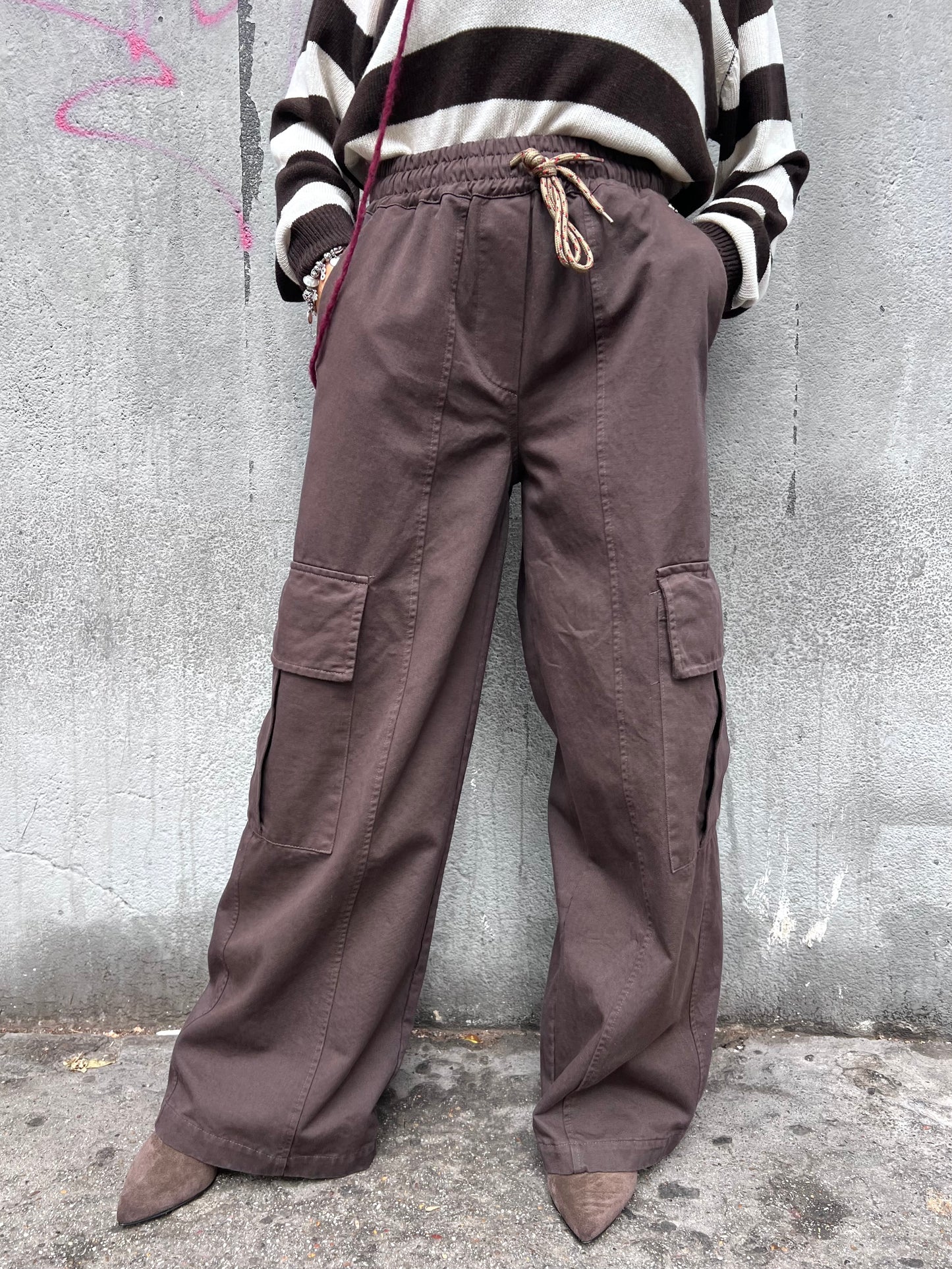 PHILIA LOFT PANTALONE CARGO LACCIO TOSCA CIOCCOLATO