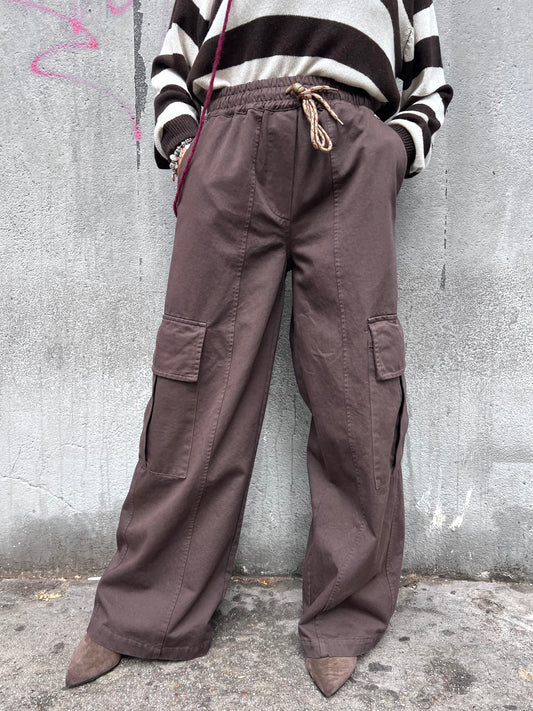 PHILIA LOFT PANTALONE CARGO LACCIO TOSCA CIOCCOLATO