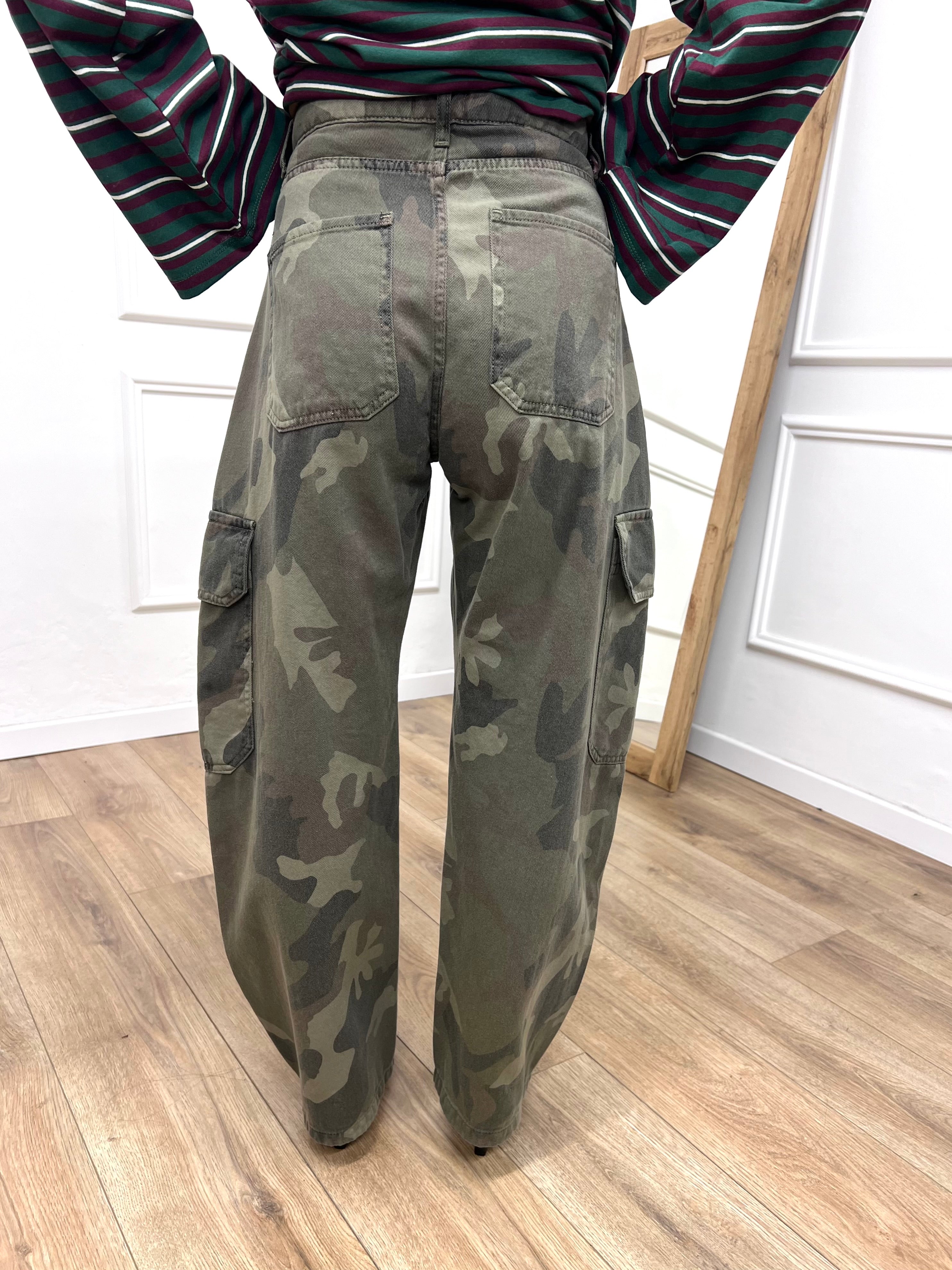 PANTALONE TELA DENIM CARGO CAMOUFLAGE SUSY MIX