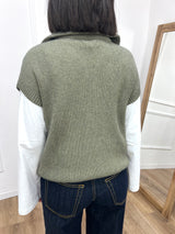 GILET IN MAGLIA A COSTE CON CERNIERA VERDE SUSY MIX