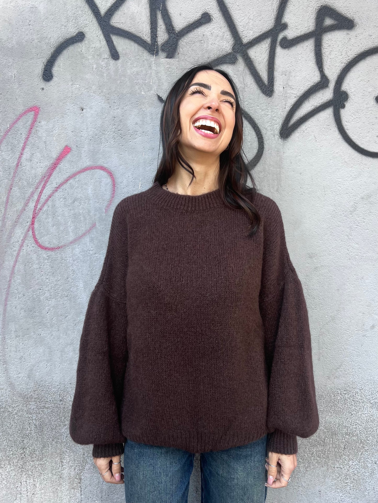 SUSY MIX MAGLIA OVER MOHAIR MANICA PALLONCINO  MIA MORO