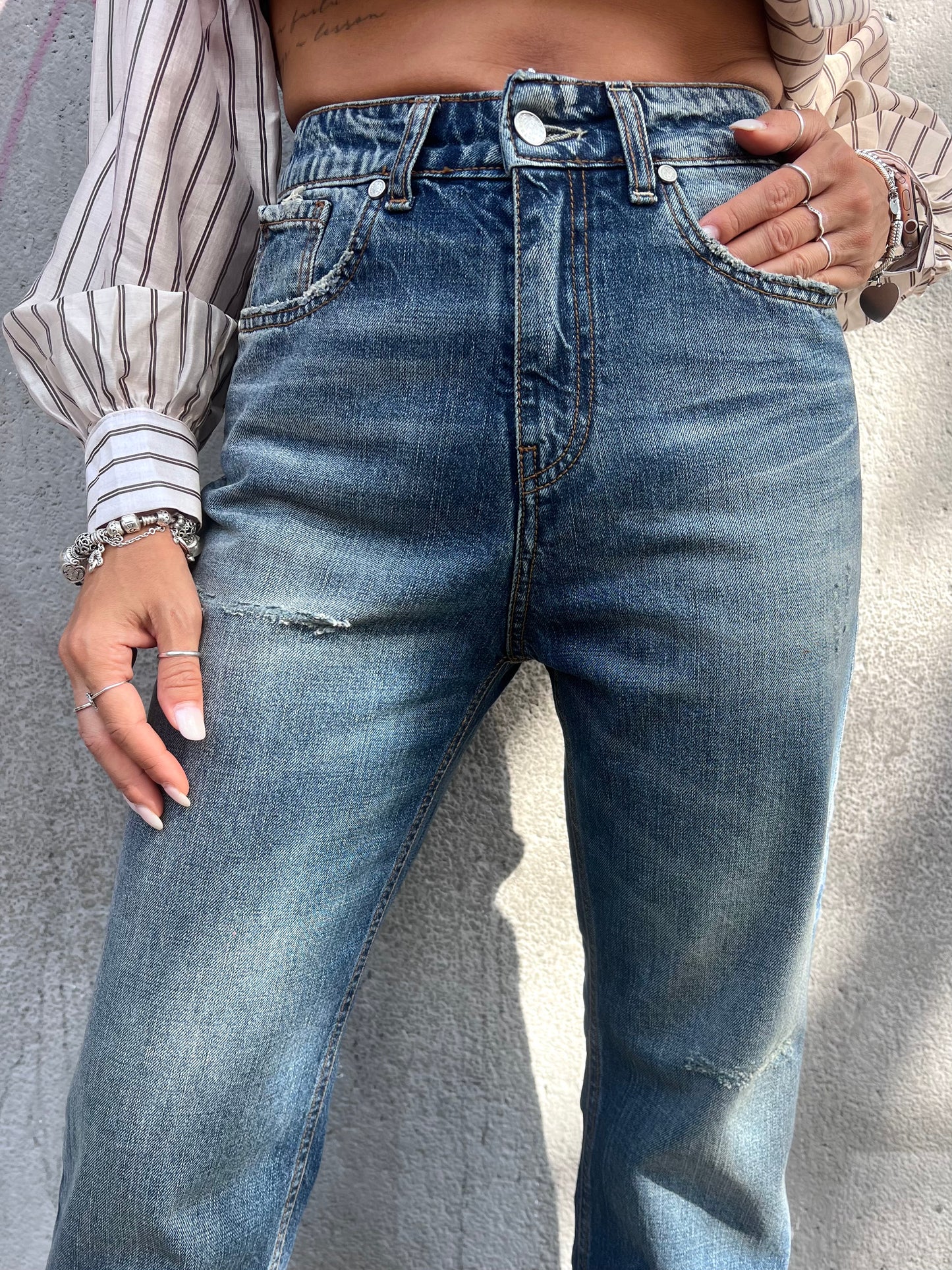 SUSY MIX DENIM VITA ALTA STRAIGHT FIT PAOLETTA BLU MEDIO