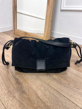 BORSA POUCH ARRICCIATA CAMOSCIO BROOKLYN NERO