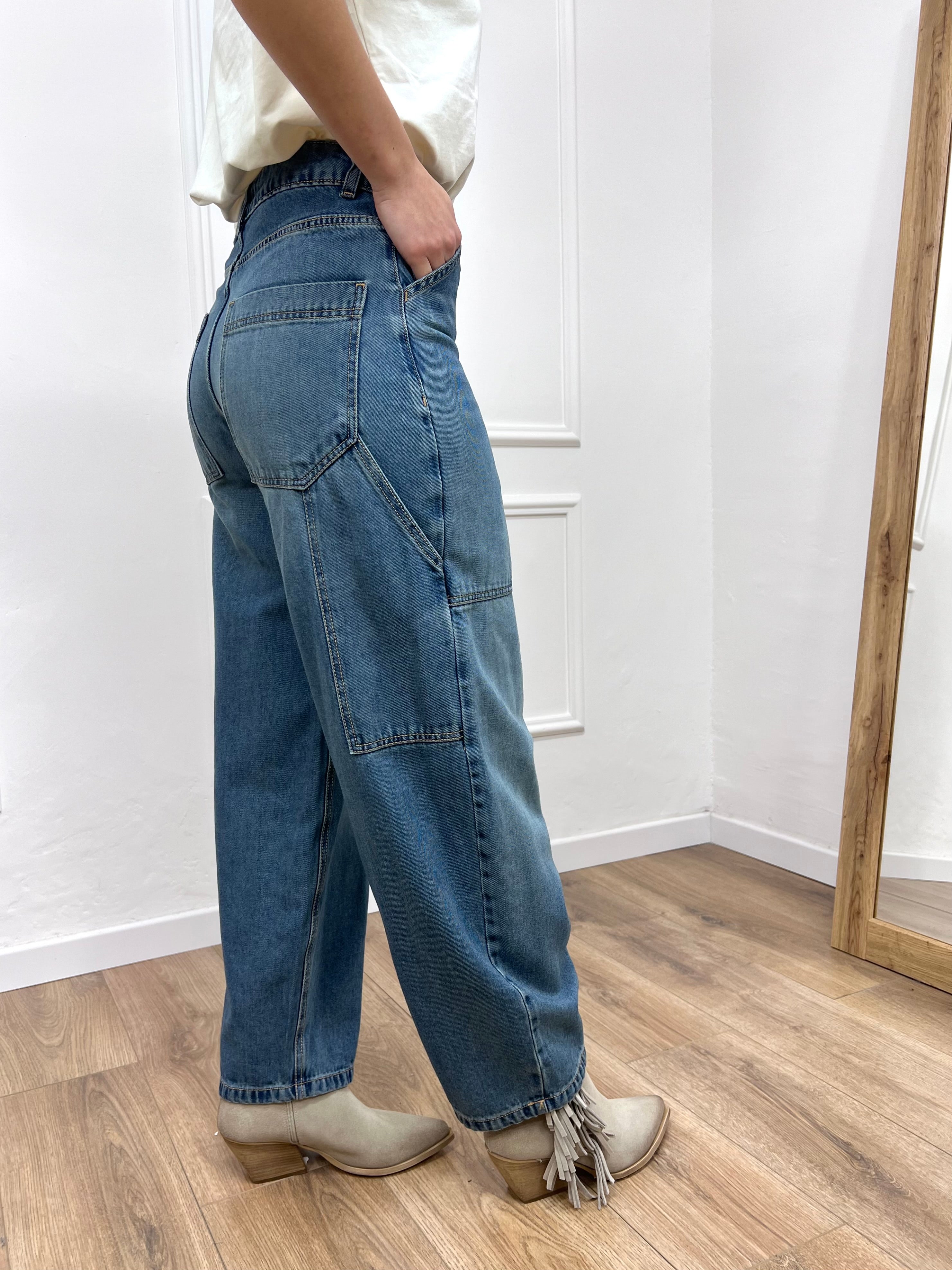 DENIM VITA ALTA WORK TINA BLU WASHED SUSY MIX